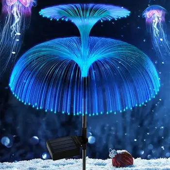 Наружные солнечные светодиодные фонари в виде медуз Солнечная энергия Креативный солнечный декор в виде медуз для освещения дорожек Волоконно-оптические солнечные светодиодные садовые фонари