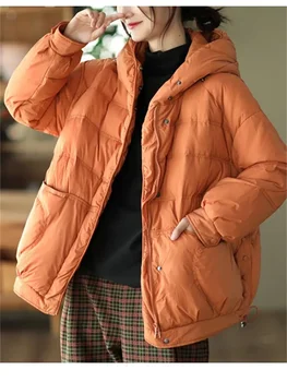 Зимняя теплая одежда с хлопковой подкладкой 2023, женские модные свободные пуховики с капюшоном, Женские повседневные винтажные пальто, утепленные парки