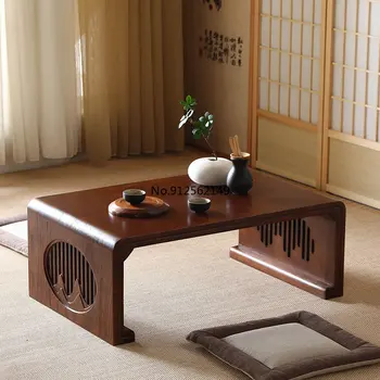 Эркер из чистого массива дерева, маленький чайный столик в японском стиле, низкий столик с татами в древнем стиле, столик для канга, muebles escritorios mesa