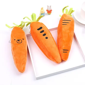 1 шт. креативная морковная плюшевая сумка для карандашей мультяшный ученик средней школы большая вместительная сумка для карандашей милый канцелярский пенал