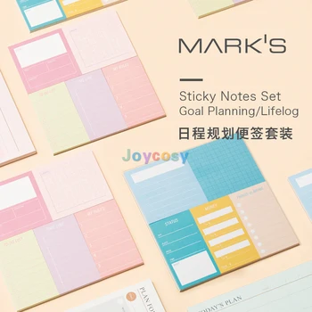Mark's Sticky Notes Set Планирование целей / Lifelog, Блокноты Для Заметок с Цветными Разделителями, Портативный Дизайн, Канцелярские Принадлежности