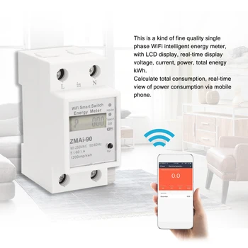 90 Wifi Smart Switch Счетчик энергии Модель ZMAI-90 Вольтметр Ваттметр Измеритель мощности Приложение Tuya Smart Life Работает с Alexa