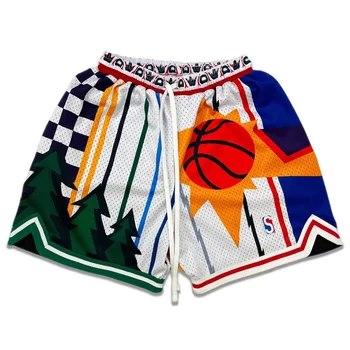 Мужские ретро Новые баскетбольные тренировочные свободные шорты с завязками, пляжные штаны для фитнеса, спортивные футбольные штаны с дышащей сеткой