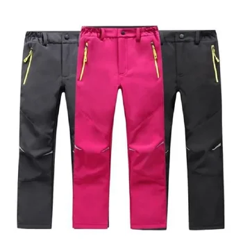 Брендовые водонепроницаемые ветрозащитные брюки для мальчиков и девочек, детская верхняя одежда, теплые брюки, Спортивные альпинистские брюки для детей 4-16 лет