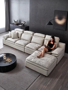 Скандинавский диван для гостиной, современная простая диванная подушка из латексной ткани, диван из ткани с чрезвычайно простой технологией.