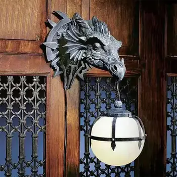Подвесной светильник с динозавром, фонарь, украшение для вечеринки в честь Хэллоуина в индустриальном стиле, изделия из смолы с головой дракона, подвесной светильник с драконом