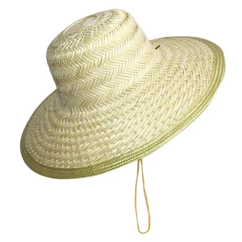 Модная солнцезащитная шляпа с плоским верхом из бамбуковой ткани с соломенным козырьком для взрослых, летняя пляжная шляпа