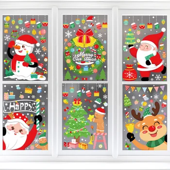 Рождественские наклейки на окна Санта Клауса Веселые Рождественские украшения для дома Наклейки на стены Наклейки Украшения детской комнаты Новогодние наклейки