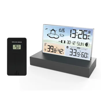 USB-прозрачный Стеклянный Многофункциональный цветной экран, Метеостанция, будильник, Прогноз температуры в помещении и влажности на улице.