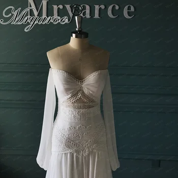 Mryarce Morden Свадебное платье из Шелкового шифона в стиле Бохо-шик с открытыми ногами, Кружевное Богемное свадебное платье