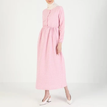 Элегантное винтажное платье в клетку, Весна 2022, Макси-платья с круглым вырезом и длинным рукавом, мусульманская мода, Женский халат Boubou