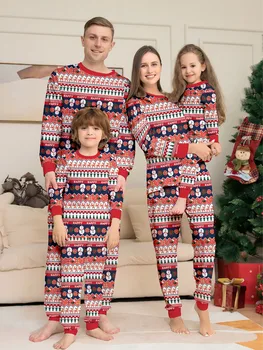 Рождественские комплекты для семьи, пижамы, комплекты одежды 2023, Все с принтом для мамы, ребенка и дочки, Рождественские Семейные пижамы, пижамы
