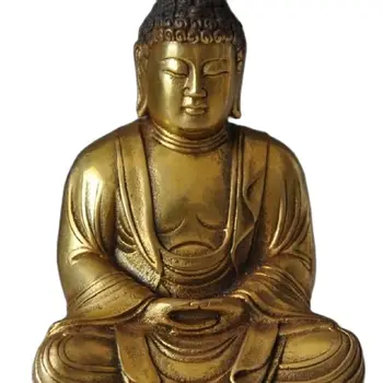бесплатная доставка 90 мм древнекитайский буддизм, бронзовая позолоченная статуя Будды Шакьямуни Амитабха Татхагата