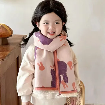 Детский шарф, осенне-зимний шарф из искусственного кашемира для девочек, модный квадратный шарф в корейском стиле, толстая шаль для маленьких мальчиков.
