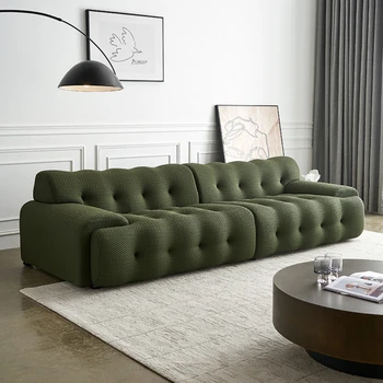 Итальянский минималистичный тканевый диван, небольшая семейная гостиная, легкая роскошь, кнопка, Блоггер, простой прямой диван