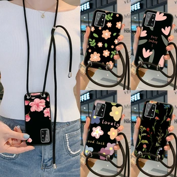 Ожерелье, шнурок, веревочный чехол для Xiaomi Redmi 12C 10C 10A 9C 9A, чехлы для телефонов, чехол с цветочным узором, бампер