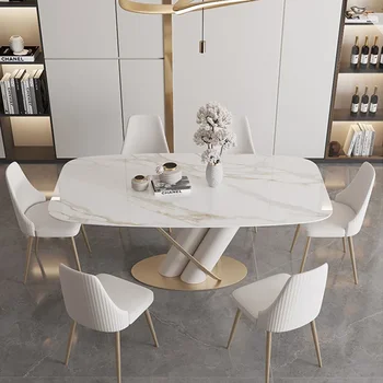 Обеденный стол Bright rock board на 8 персон, легкая роскошь, современный минималистичный стиль, креативный прямоугольный обеденный стол дизайнера