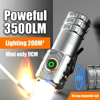 Высококачественный 3-ядерный мощный мини-светодиодный фонарик, перезаряжаемый суперяркий фонарик, водонепроницаемый с магнитом для пеших прогулок, кемпинга