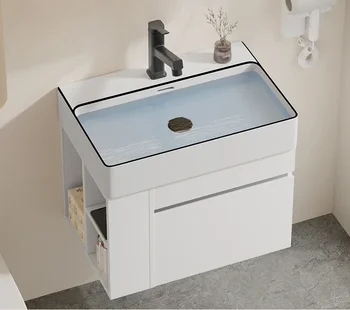 Шкаф для ванной комнаты из нержавеющей стали, керамический встроенный умывальник, боковой столик для хранения, шкаф для раковины, умывальник