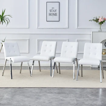 Обеденный стул в форме сетки с высокой спинкой, комплект из 4 предметов, металлическая ножка, офисный стул, для столовой, гостиной, кухни и офиса