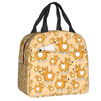Изолированные сумки для ланча с рисунком собаки корги в виде сердца для кемпинга, путешествий, Герметичный кулер, термобокс для Бенто, Женщины, Дети