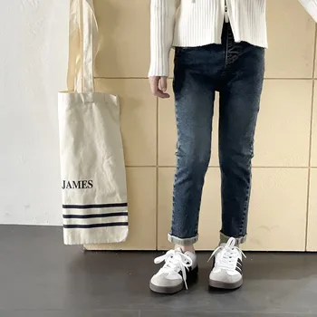 Осенние Корейские брюки-карандаш для девочек 2023, Женские эластичные облегающие джинсы, колготки, брюки 6-40
