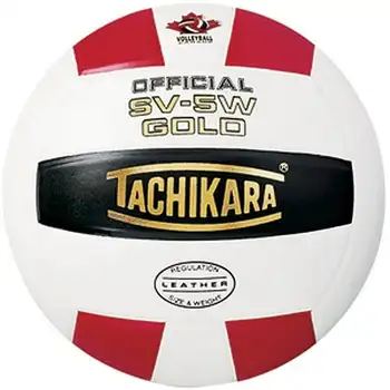 Официальный волейбольный мяч SV-5W из золотой кожи, алый / белый/