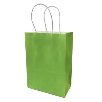 40ШТ 21x15x8 см Маленький Мягкий Зеленый крафт-бумажный пакет с ручками для Магазинов подарков Гостям Свадьбы ОПТОМ