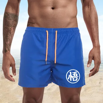 Быстросохнущие пляжные шорты Мужские шорты для плавания Летние мужские плавки для серфинга Короткие шорты с сетчатой подкладкой и китайскими иероглифами