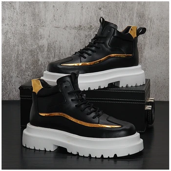 Модный тренд Кожаная мужская повседневная обувь в стиле хип хоп панк мужская обувь ботильоны Zapatillas Hombre