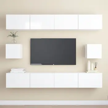 Набор мебели для телевизора из белой ДСП Современная и простая комбинация шкафов для телевизора в небольшой квартире быстрая доставка