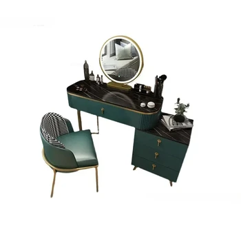 Легкие роскошные комоды для дома, Скандинавское зеркало со светодиодной подсветкой, туалетный столик, Современный шкаф для хранения, столик для макияжа для мебели спальни