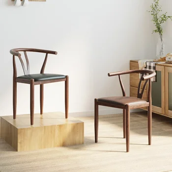 Nordic Lounge Офисный стул усовершенствованного дизайна Спальня для взрослых Современный деревянный стул Кожаный Роскошный креативный шезлонг Домашний сад