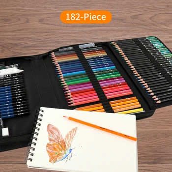 Набор цветных карандашей 182 шт., профессиональные художественные принадлежности, 120 Профессиональных масляных карандашей, Точилка для цветных карандашей, Инструменты для рисования эскизов