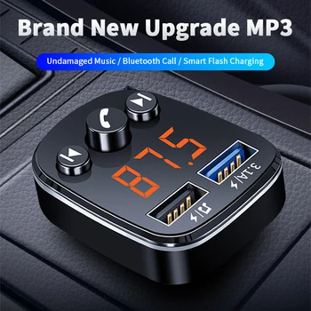 Мини-автомобильный MP3-плеер Bluetooth 5.0, Беспроводной аудиоприемник громкой связи, Автоматический FM-модулятор, быстрое зарядное устройство 3.1A, автомобильный комплект FM-передатчика