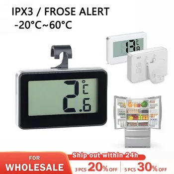IPX3 Цифровой термометр для холодильника с морозильной камерой, подвесной крючок, термограф, измеритель влажности, Водонепроницаемый ЖК-дисплей, беспроводной