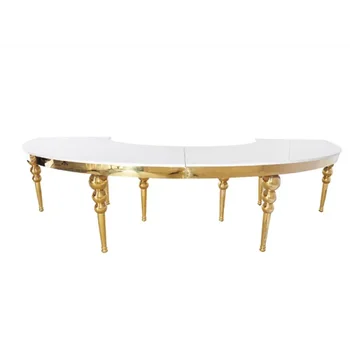 Нержавеющая сталь золотой полумесяц для вечеринки в отеле свадебный стол из МДФ L-образный стол свадебный стол