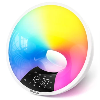 WiFi Smart Wake Up Light Будильник на рабочий день с 7 цветами Восхода / захода солнца Приложение Smart Life Tuya Работает с Alexa Google Home
