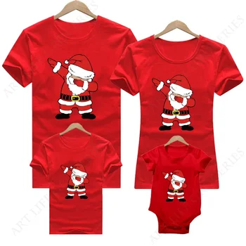 Рождественский семейный наряд, Олень, Санта, мама, дети, рождественская футболка, мама, папа, красная семейная одежда, рождественская одежда