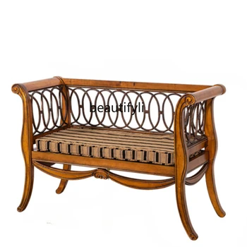 Массив дерева Двуспальный стул Винтажная мебель Диван для гостиной Кресло с подлокотником Кресло для отдыха на балконе