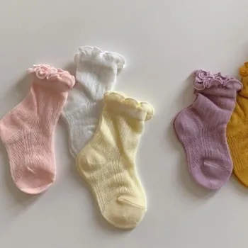 Носки с кучей дышащих детских носков, тонкие летние хлопковые носки с черным грибком для детей, детские носки с конфетами sokken