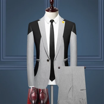 2023 Новый Высококачественный Мужской Контрастный костюм Среднего возраста в британском стиле, Украшенный облегающим платьем M-3XL, Комплект из двух предметов