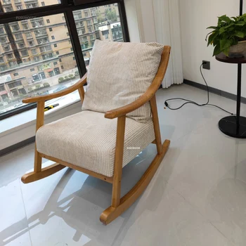 Стулья для гостиной со спинкой из американской ткани, простые кресла-качалки из массива дерева, Ленивые Балконные кресла для домашней мебели