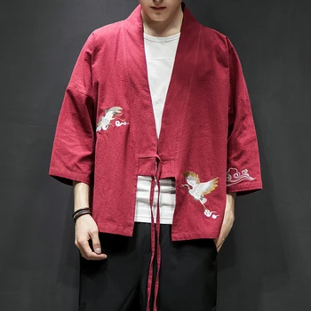Человек Хаори Журавль Вышивка 2022 Новостной Год Японский Стиль Азиатская Одежда Винтажная Традиционная Одежда Мужчины Женщины Плюс Размер Самурай
