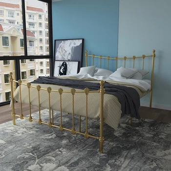 Кровать с железным каркасом в европейском стиле, двуспальная кровать 1.51.8 м, современная кровать из кованого железа