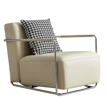 Итальянский легкий роскошный диван-кресло, Дизайнерский дом, вилла, гостиная, Минималистичное кресло для отдыха, кожаное кресло высокого класса