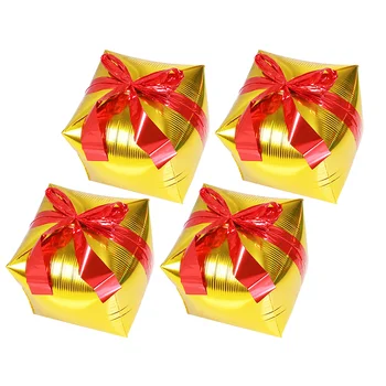 Подарочная коробка из 4 предметов, Рождественские украшения из воздушных шаров 2023, Гелиевая подставка, Новогодняя Алюминиевая фольга