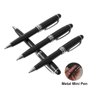 2шт Мини-металлическая прочная шариковая ручка, Вращающаяся ручка карманного размера, Портативная шариковая ручка, Маленькая масляная ручка, изысканный инструмент для письма