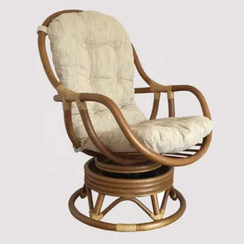 Натуральная мебель и украшения для дома из ротанга Prodo плетеное вращающееся кресло-качалка с подушкой