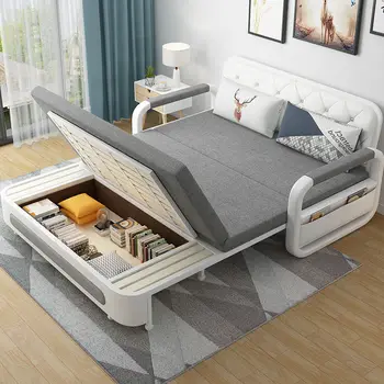 Раскладной диван-кровать двойного назначения, многофункциональная гостиная, небольшая квартира, одноместный и двухместный тканевый диван-кровать на балконе